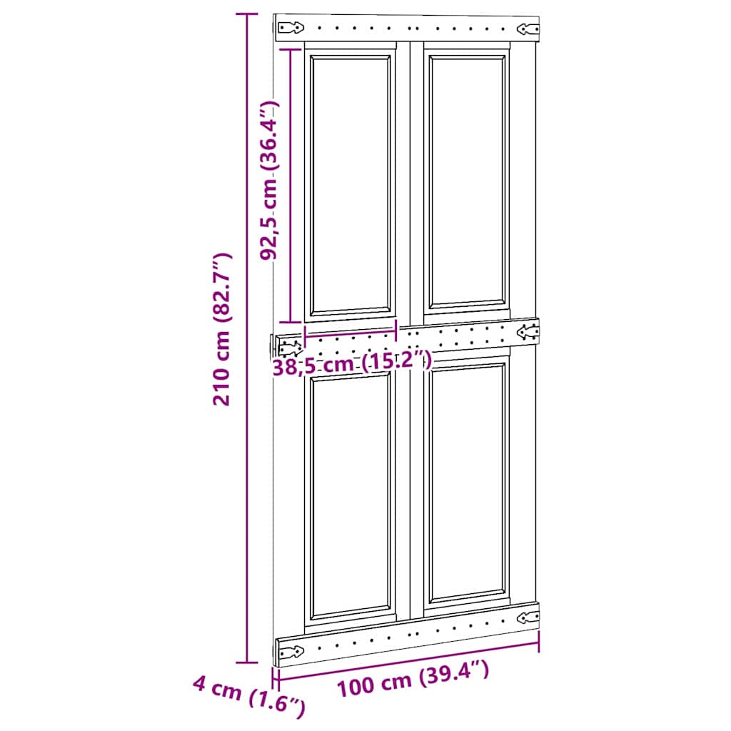 vidaXL Drzwi do stodoły Corona Biały 100 x 210 cm Lite drewno sosnowe