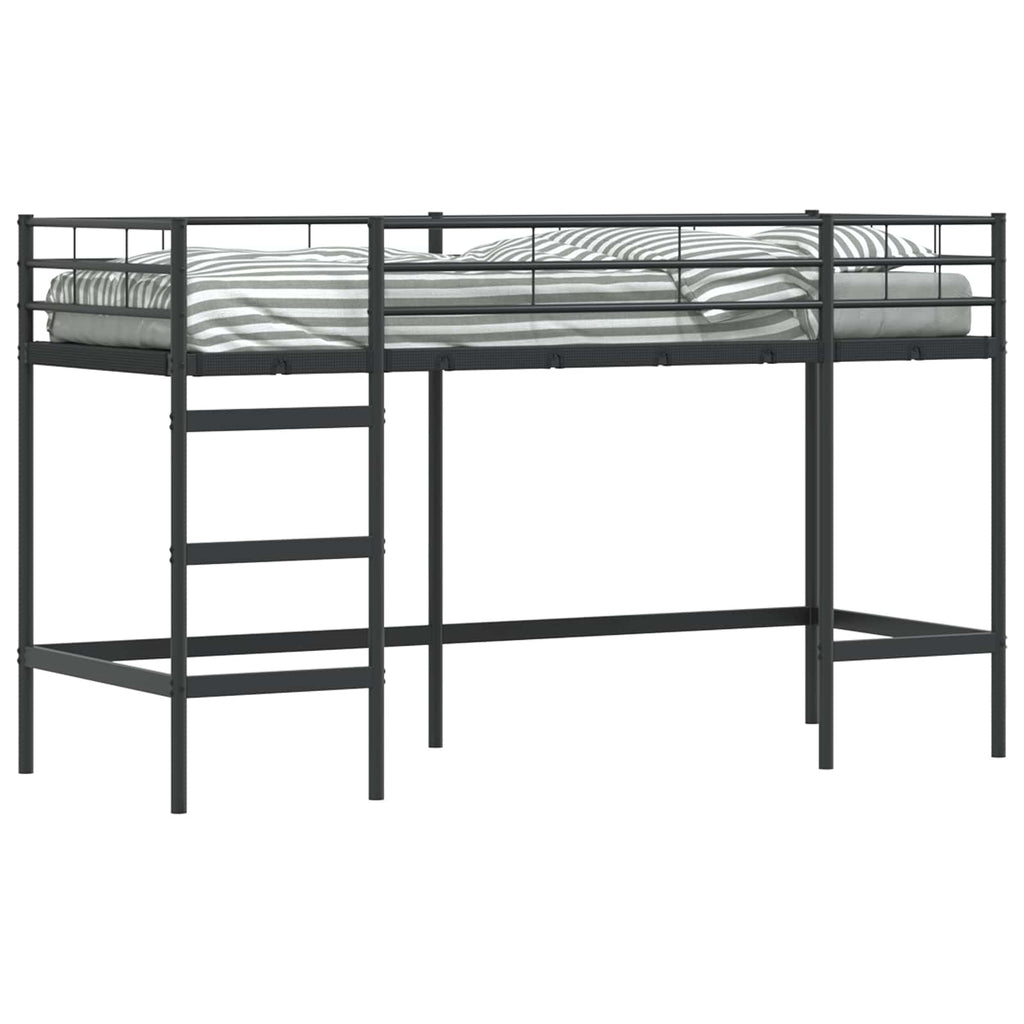 vidaXL Łóżko piętrowe dla dzieci Czarny 74,5 x 190 cm Stal