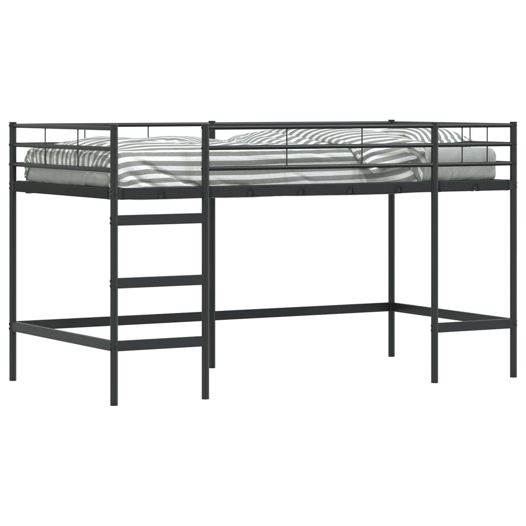 vidaXL Łóżko piętrowe dla dzieci Czarny 79,5 x 200 cm Stal