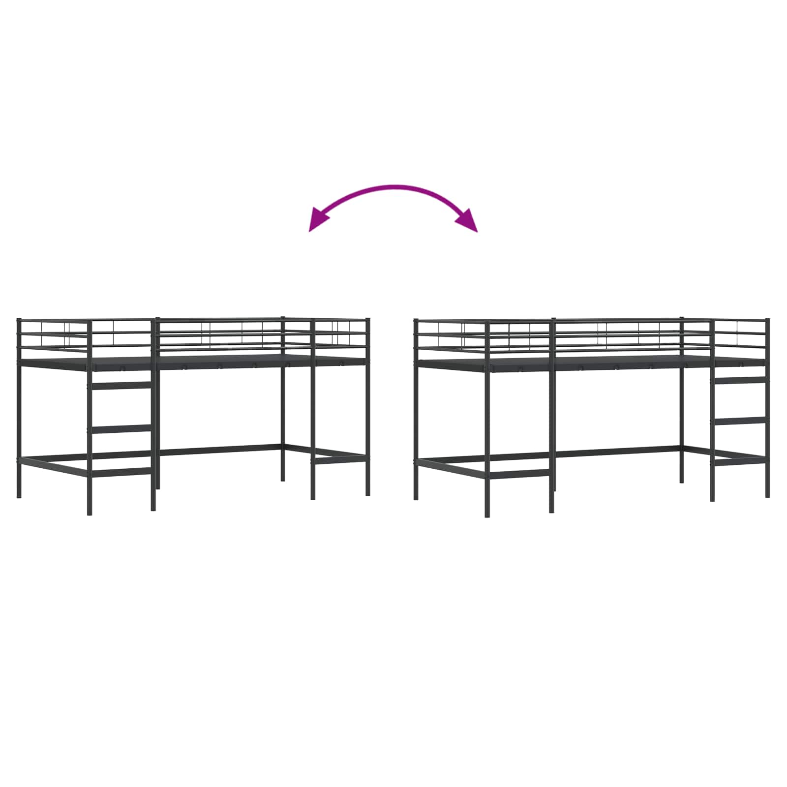 vidaXL Łóżko piętrowe dla dzieci Czarny 90 x 200 cm Stal