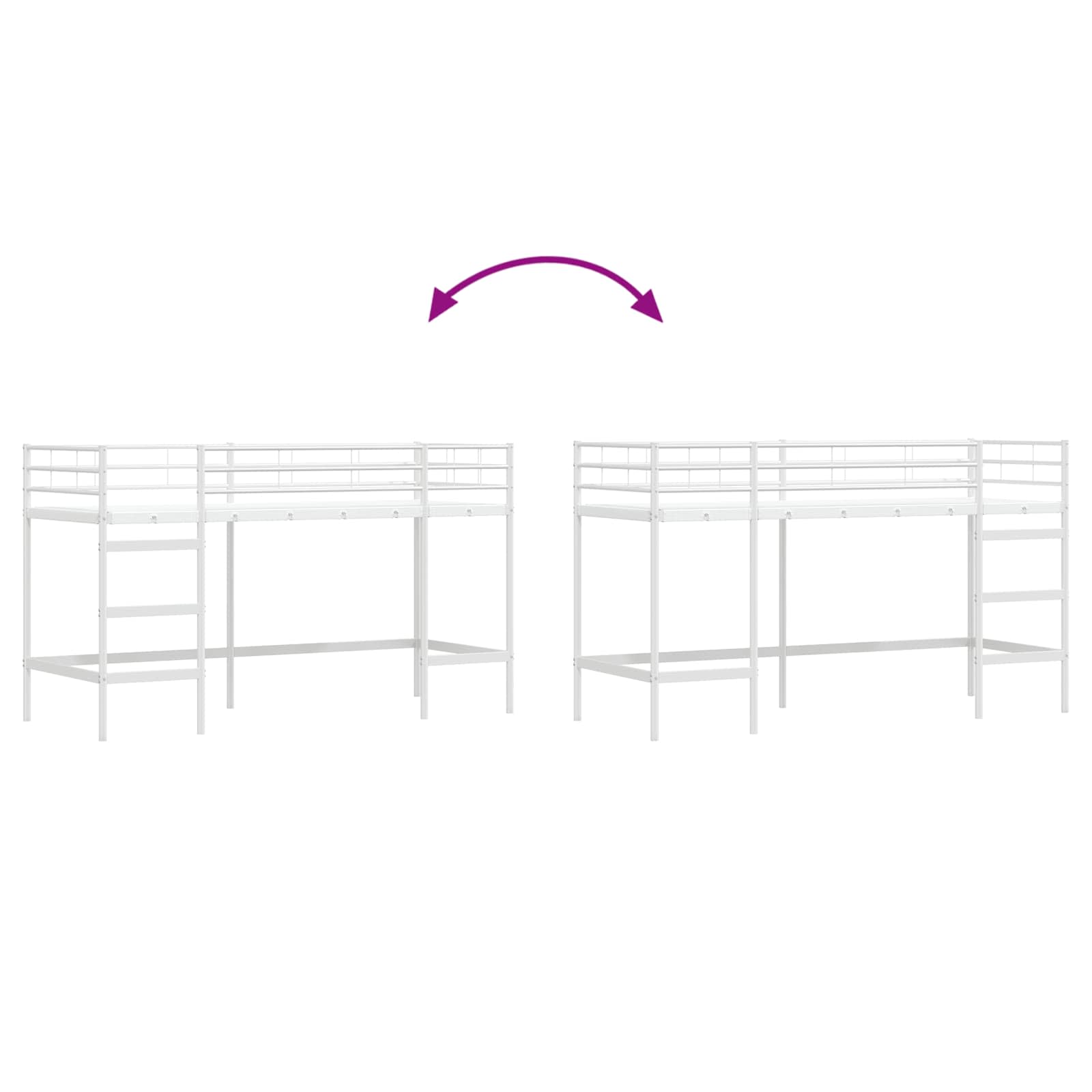 vidaXL Łóżko piętrowe dla dzieci Biały 99,5 x 190 cm Stal