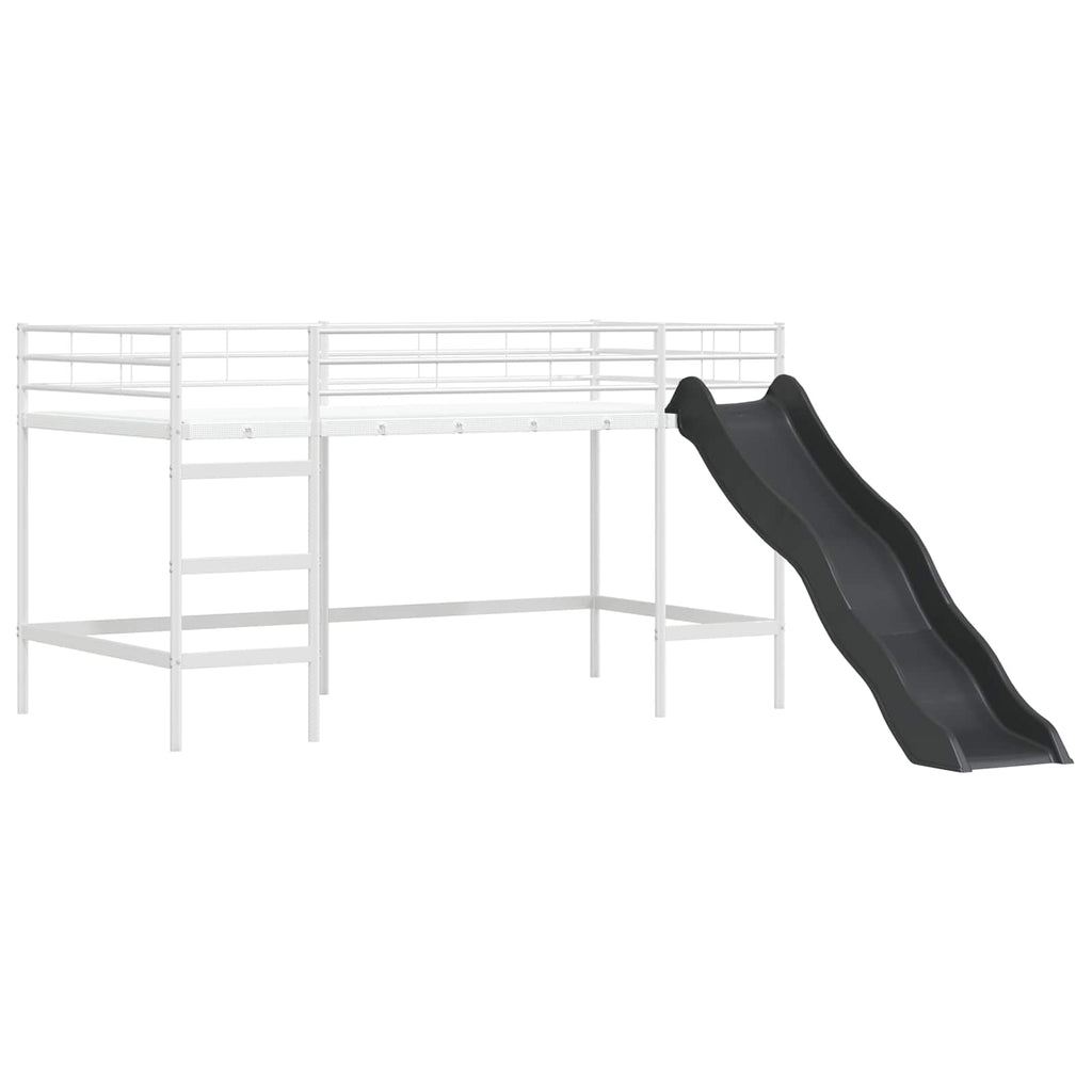 vidaXL Łóżko piętrowe dla dzieci z zjeżdżalnią Biały i antracytowy