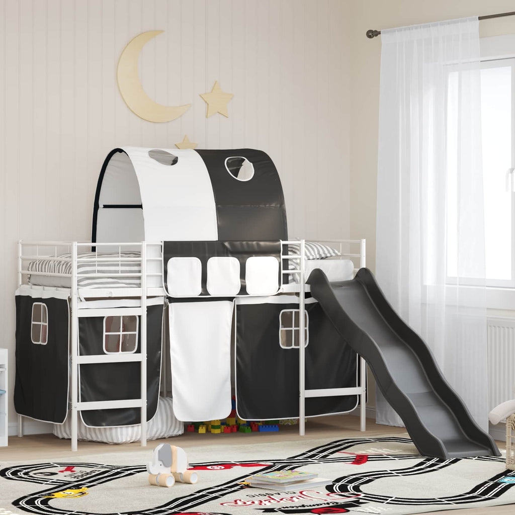 vidaXL Łóżko piętrowe dla dzieci Biały i czarny 100 x 190 cm Metal