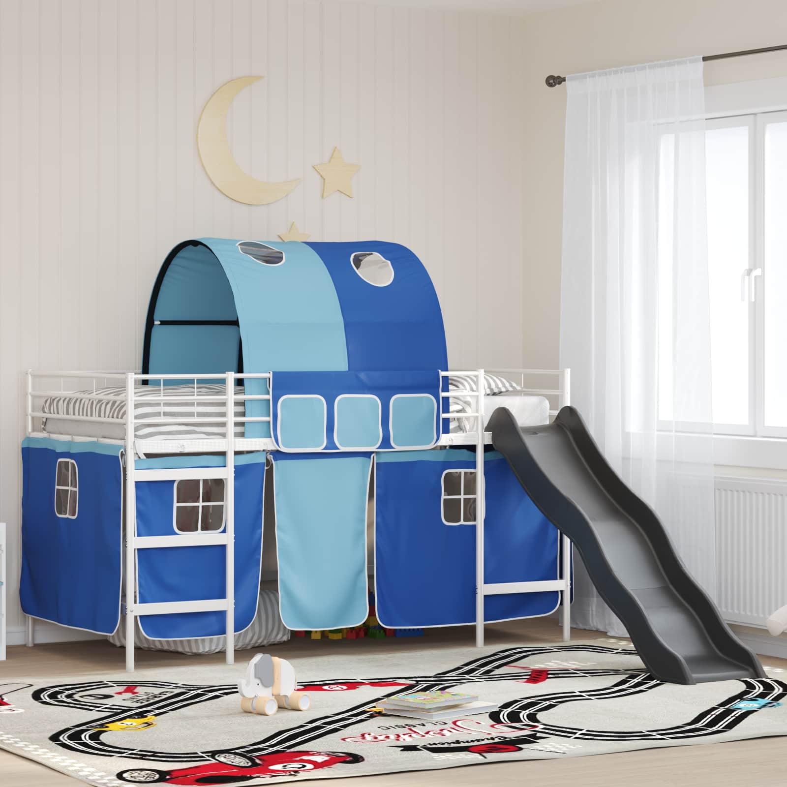vidaXL Łóżko piętrowe dla dzieci Biały i niebieski 80 x 200 cm Metal