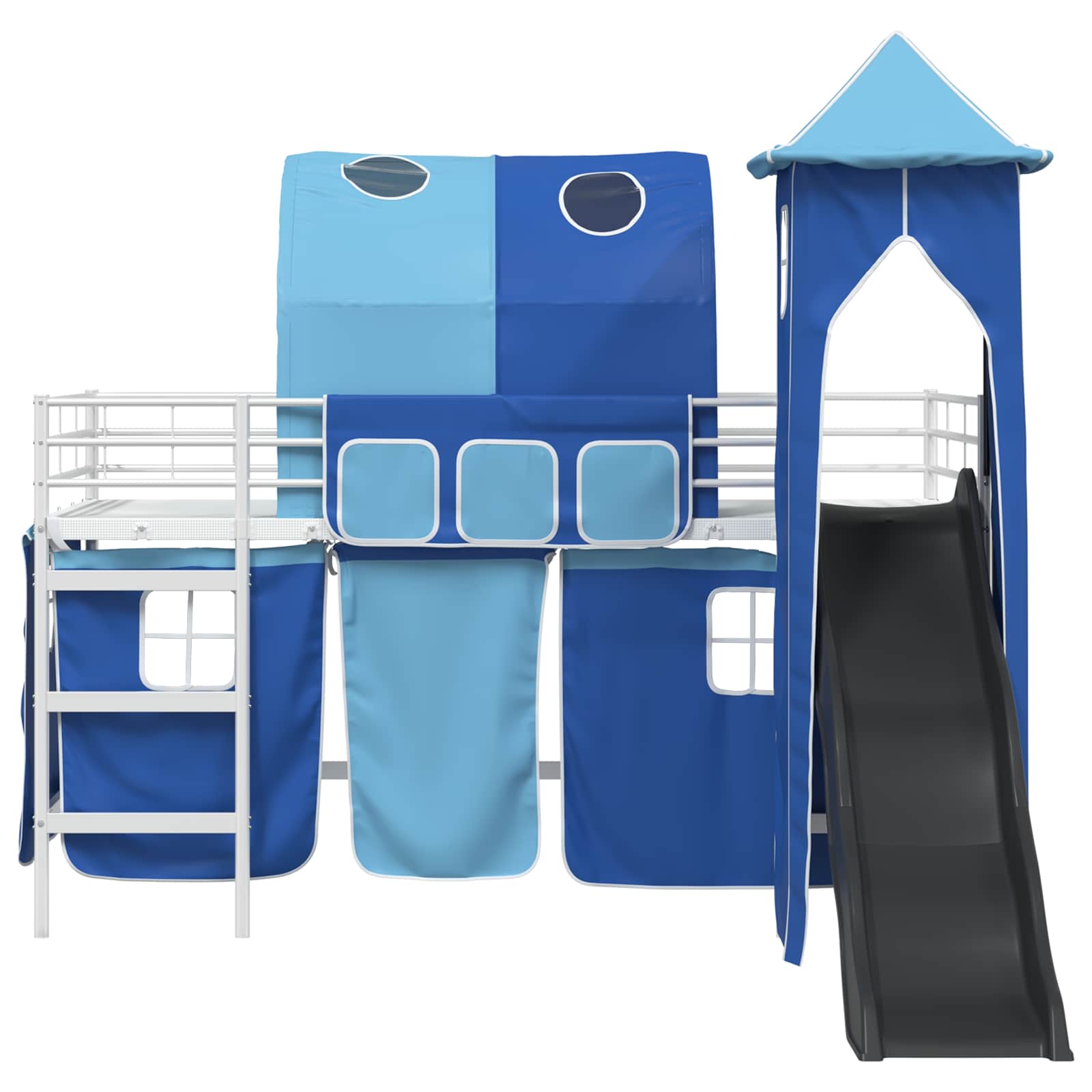 vidaXL Łóżko piętrowe dla dzieci Biały i niebieski 100 x 200 cm Metal