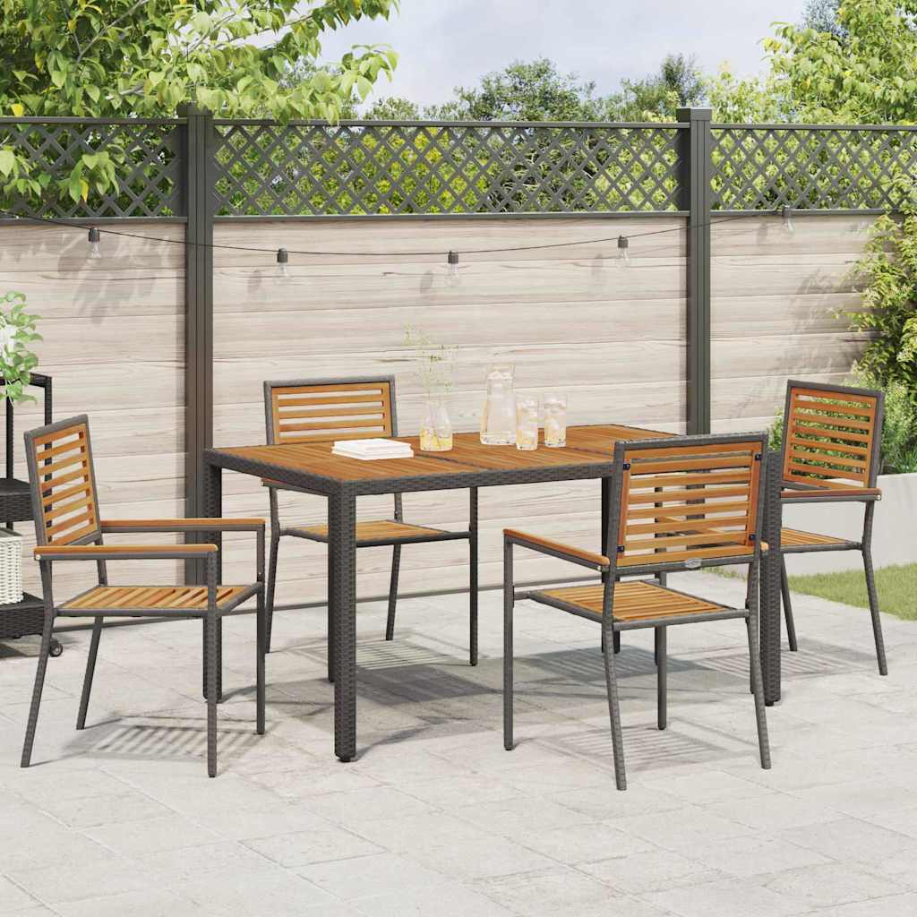 vidaXL Zestaw krzeseł ogrodowych 4 pcs Brązowy i czarny