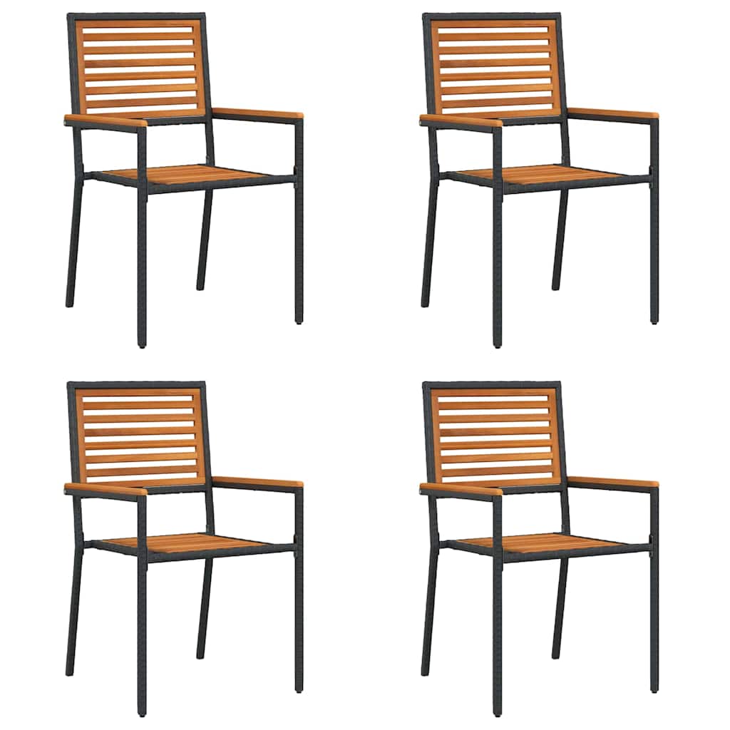 vidaXL Zestaw krzeseł ogrodowych 4 pcs Brązowy i czarny