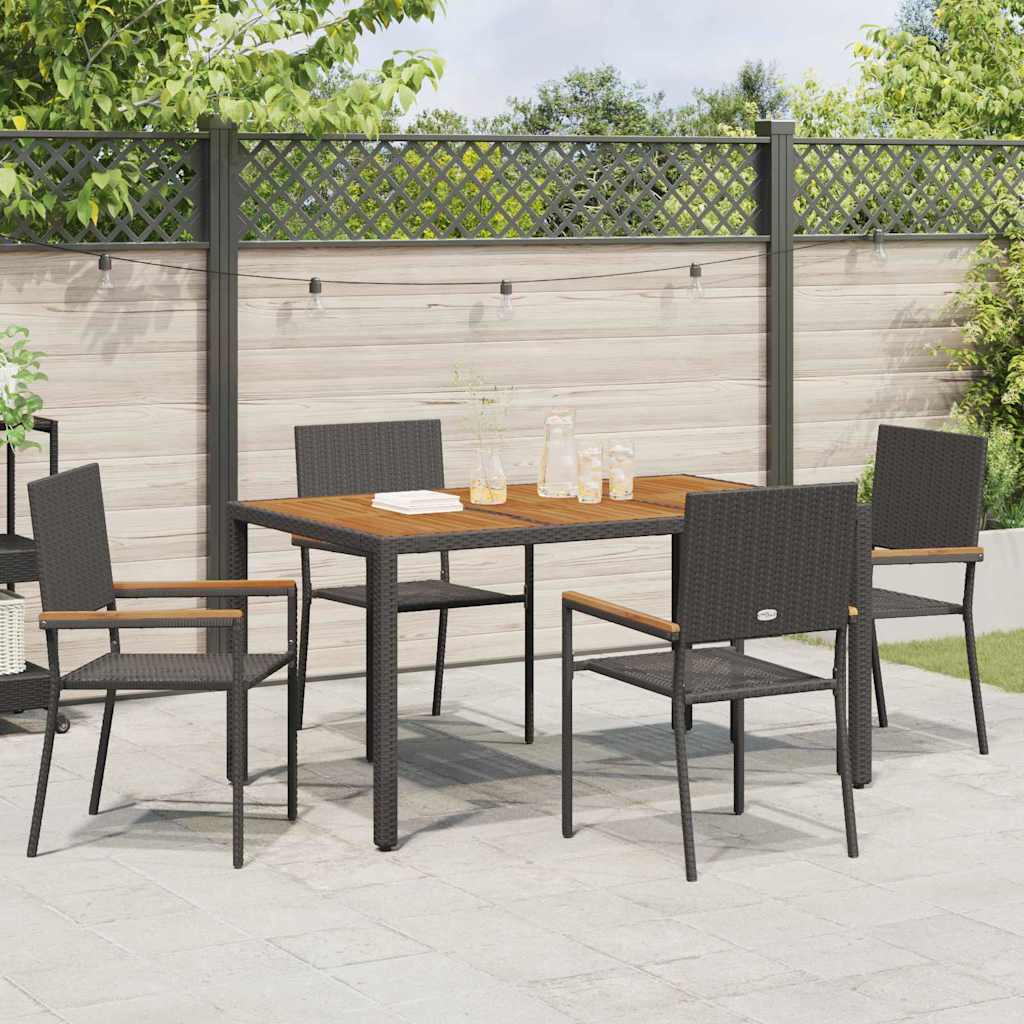 vidaXL Zestaw krzeseł ogrodowych 4 pcs Czarny i Brązowy