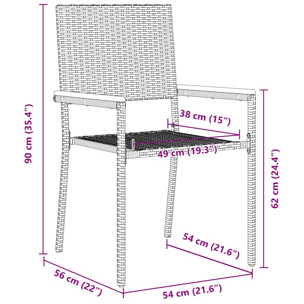 vidaXL Zestaw krzeseł ogrodowych 4 pcs Szary i brązowy 54 x 56 x 90 cm