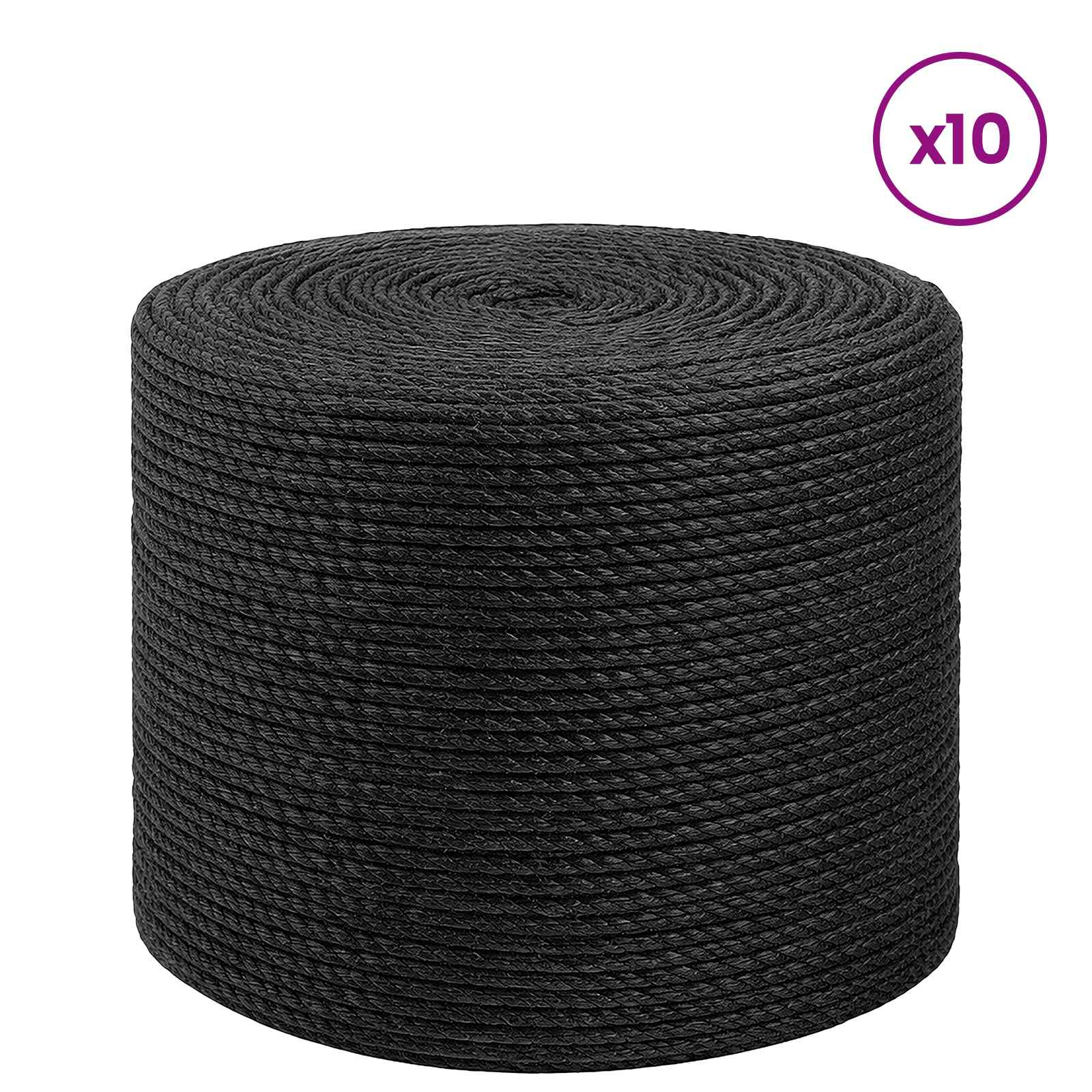 vidaXL Lina jutowa 10 pcs 2 Czarny 100% juta Tossa