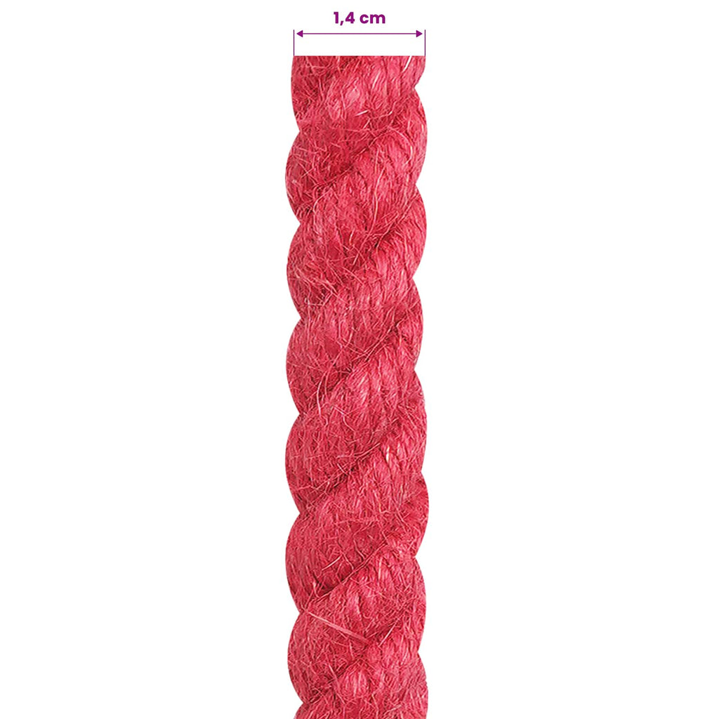 vidaXL Lina Jutowa 14 mm czerwony 100% juta Tossa