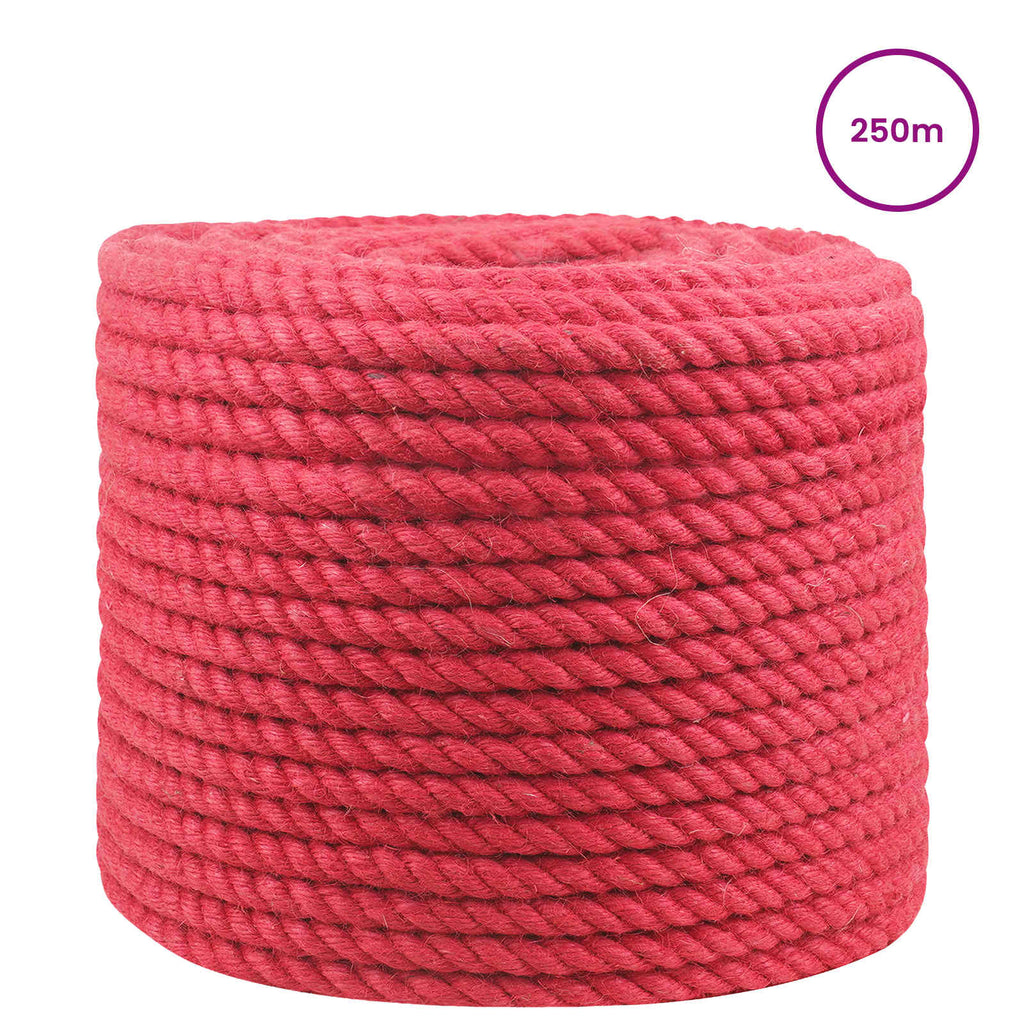 vidaXL Lina Jutowa 14 mm czerwony 100% juta Tossa