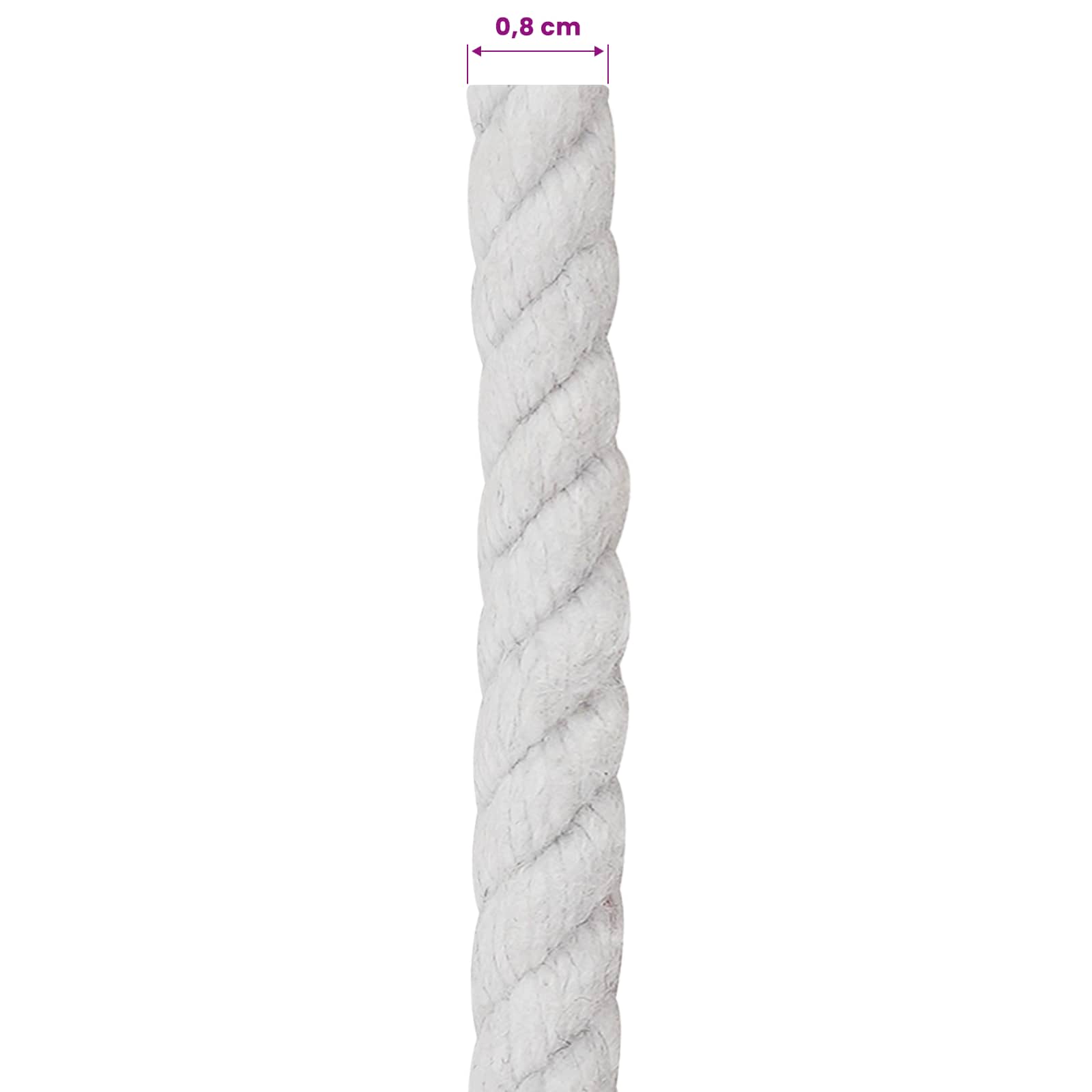 vidaXL Lina Biały 0,8 x 0,8 x 10000 cm Bawełna
