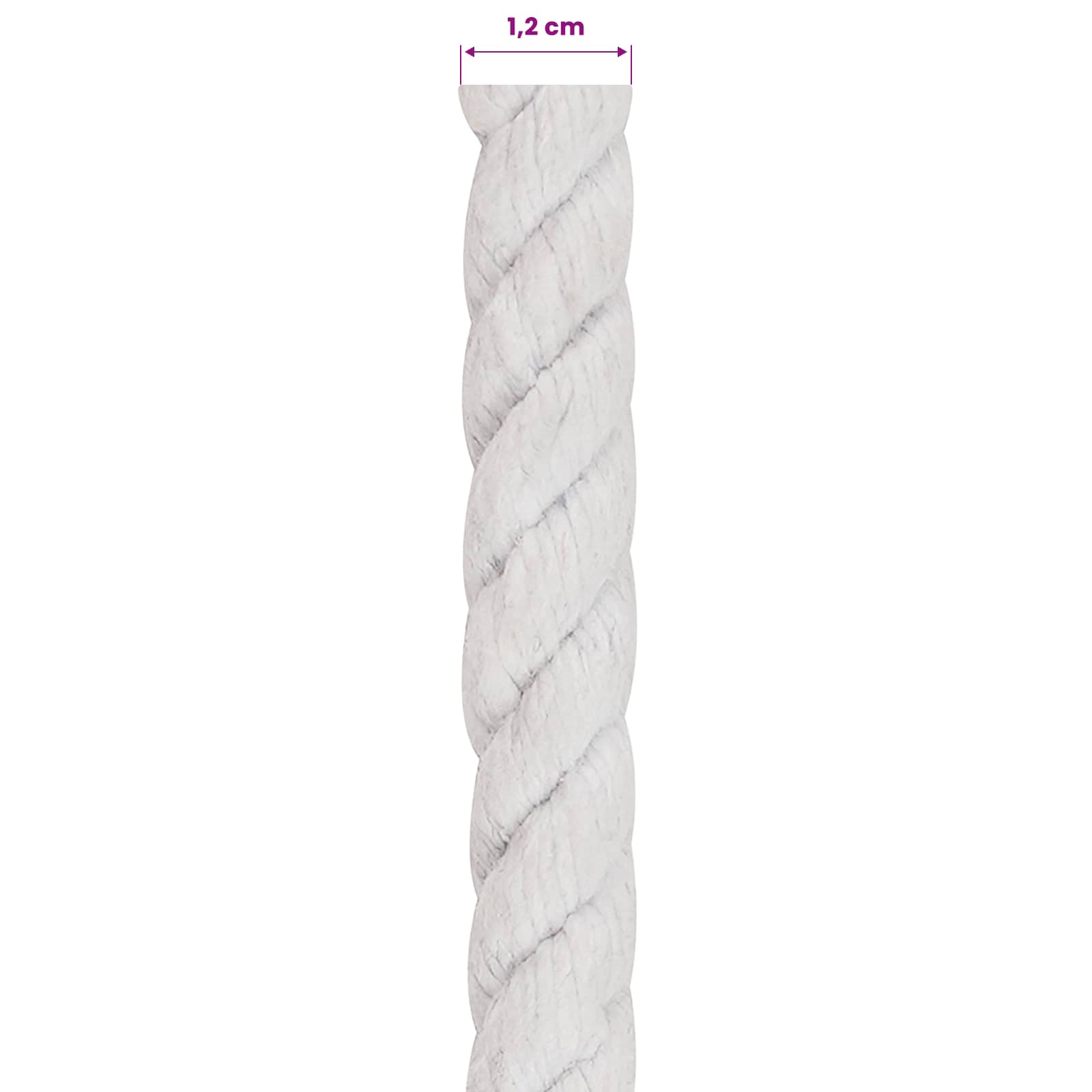 vidaXL Lina Biały 1,2 x 1,2 x 2500 cm Bawełna