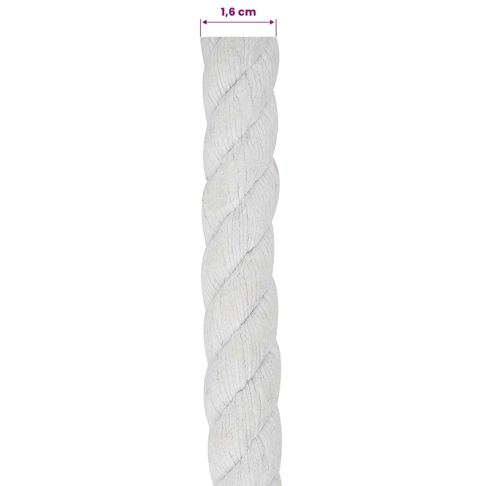 vidaXL Lina Biały 1,6 x 1,6 x 2500 cm Bawełna