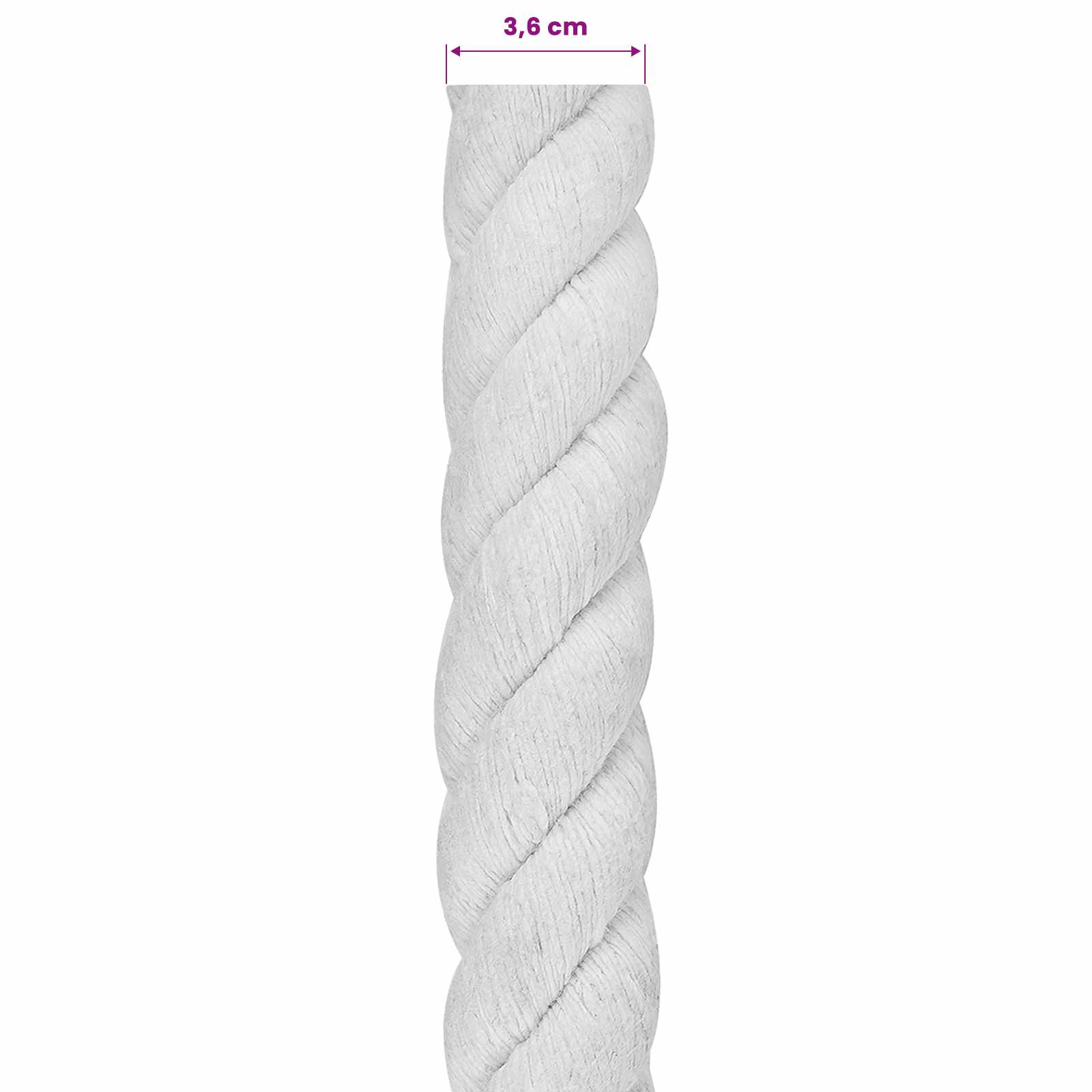 vidaXL Lina Biały 3,6 x 3,6 x 2500 cm Bawełna
