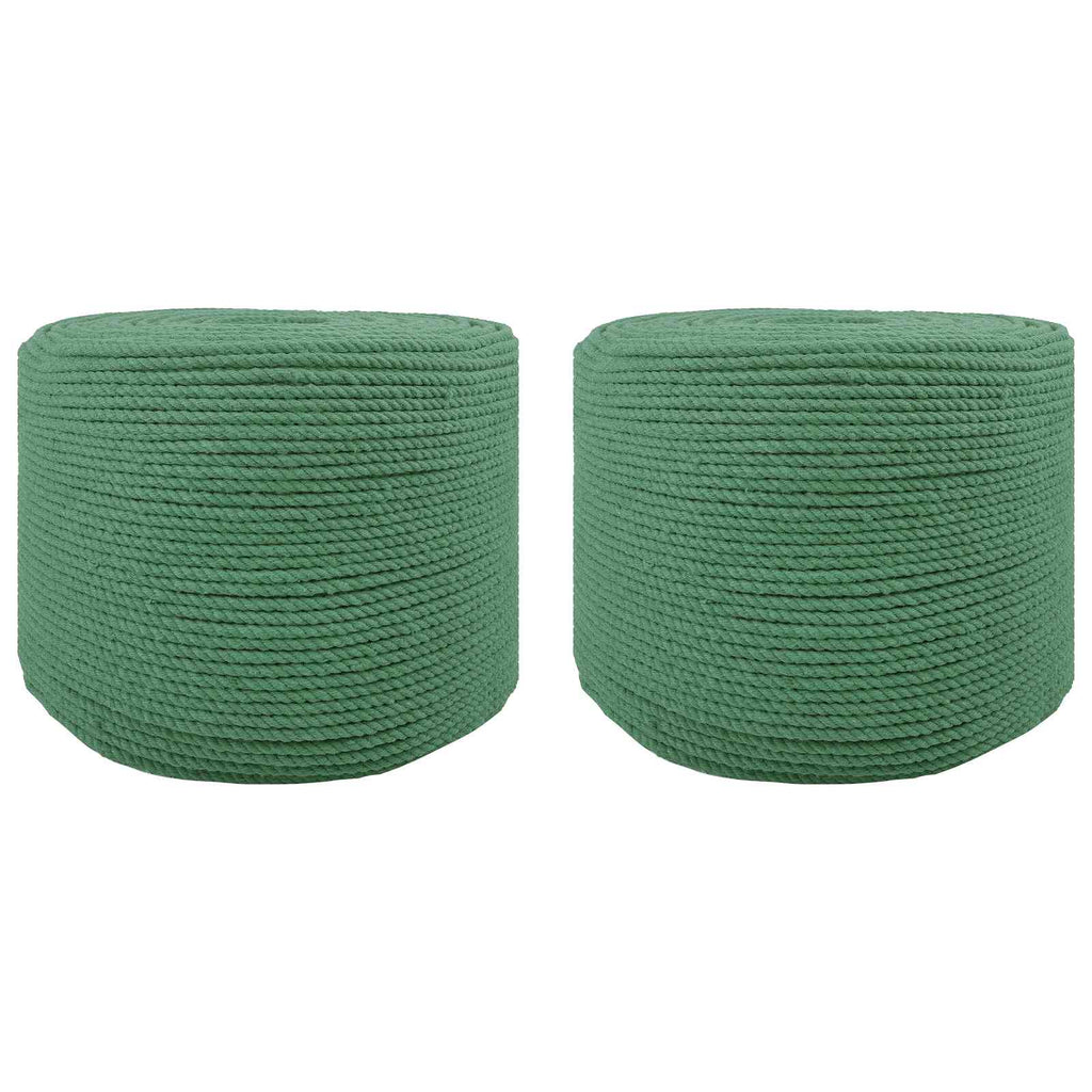 vidaXL Sznur bawełniany 2 szt. 2 mm 100 m zielony 100% bawełna
