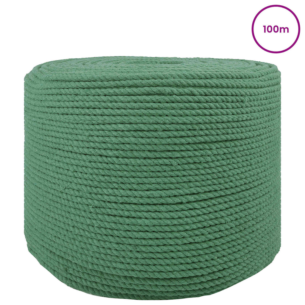 vidaXL Sznur bawełniany 2 szt. 2 mm 100 m zielony 100% bawełna