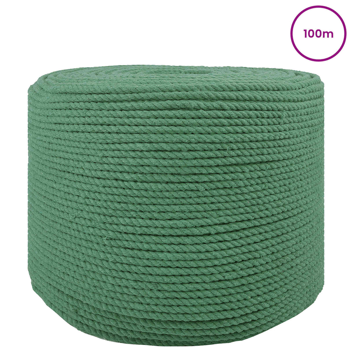 vidaXL Sznur bawełniany 2 szt. 2 mm 100 m zielony 100% bawełna