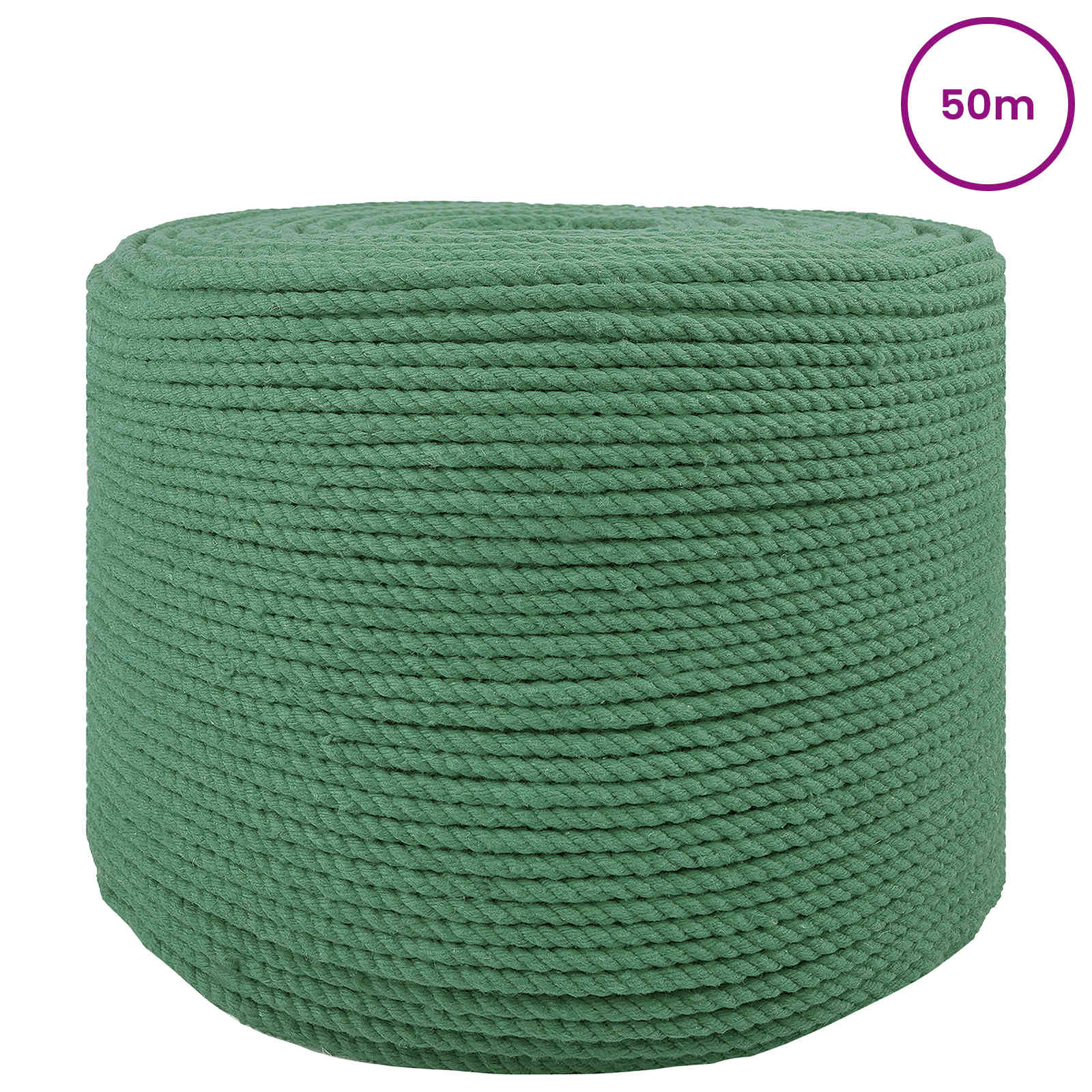 vidaXL Lina Bawełniana 8 mm 50 m zielony 100% bawełna