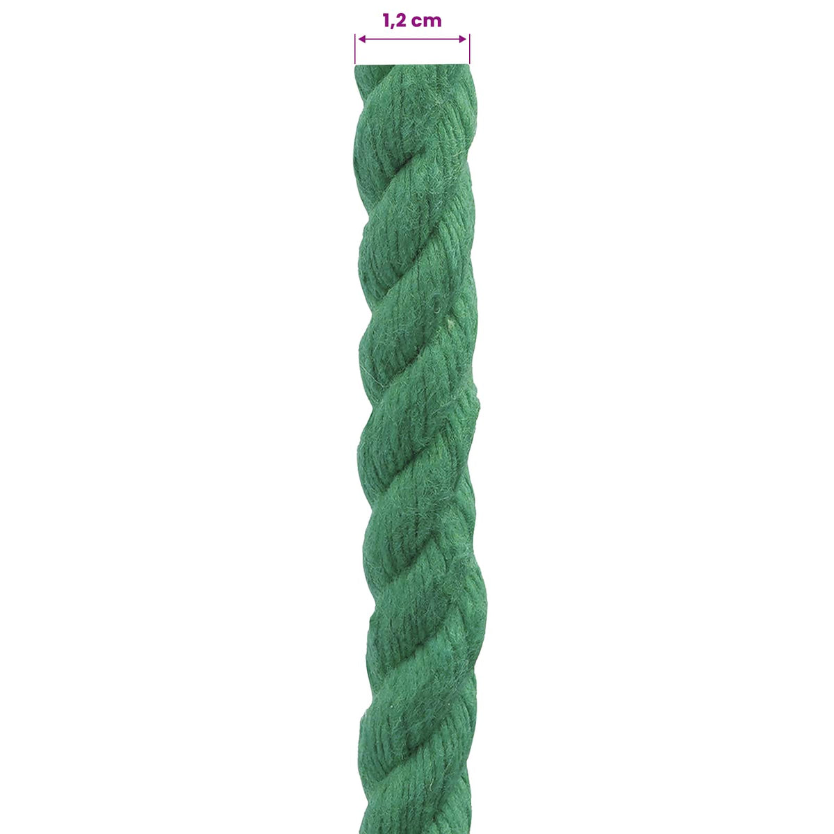 vidaXL Lina Bawełniana 12 mm 25 m zielony 100% bawełna