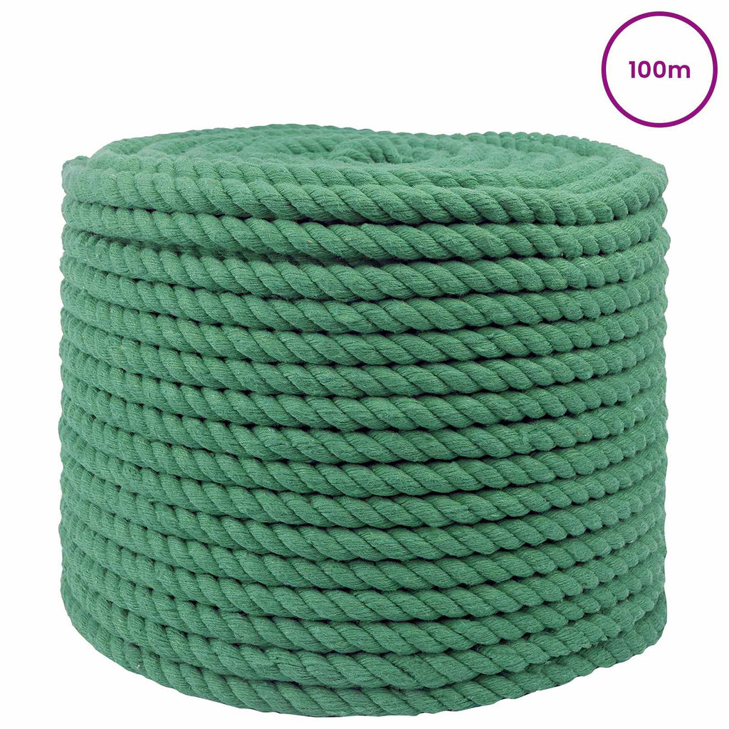 vidaXL Lina Bawełniana 12 mm 100 m zielony 100% bawełna