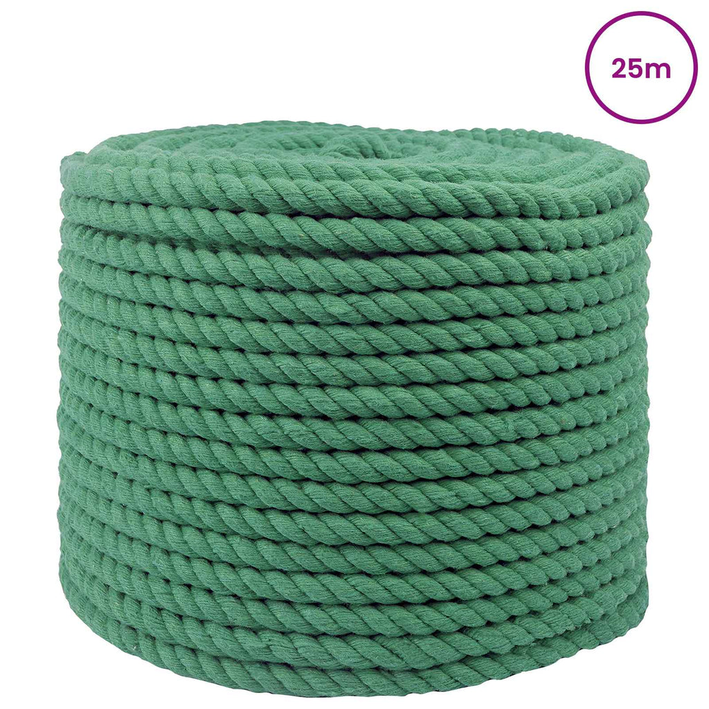 vidaXL Lina Bawełniana 14 mm 25 m zielony 100% bawełna