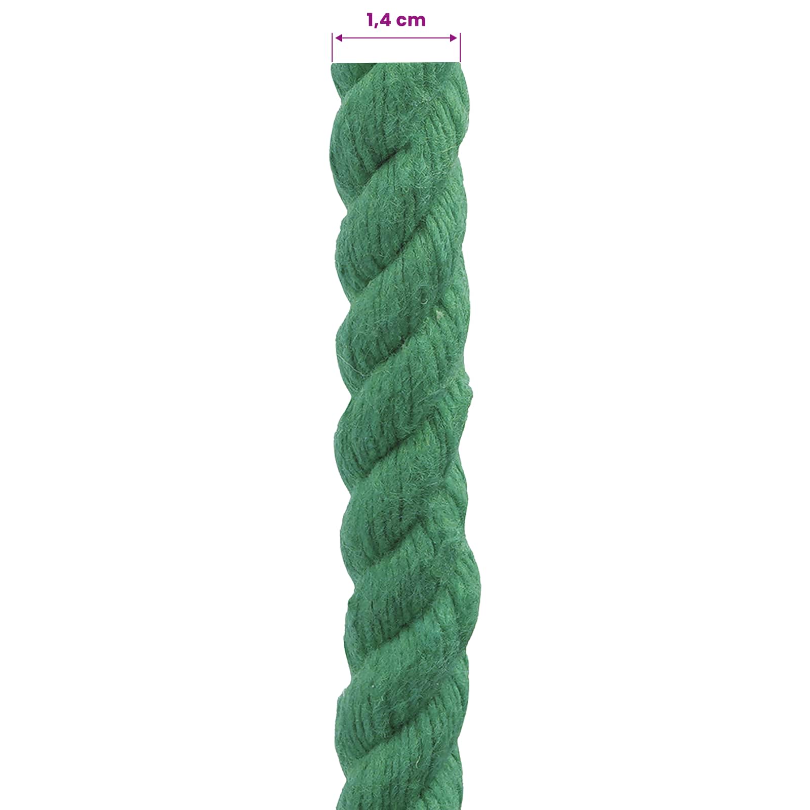 vidaXL Lina Bawełniana 14 mm 50 m zielony 100% bawełna