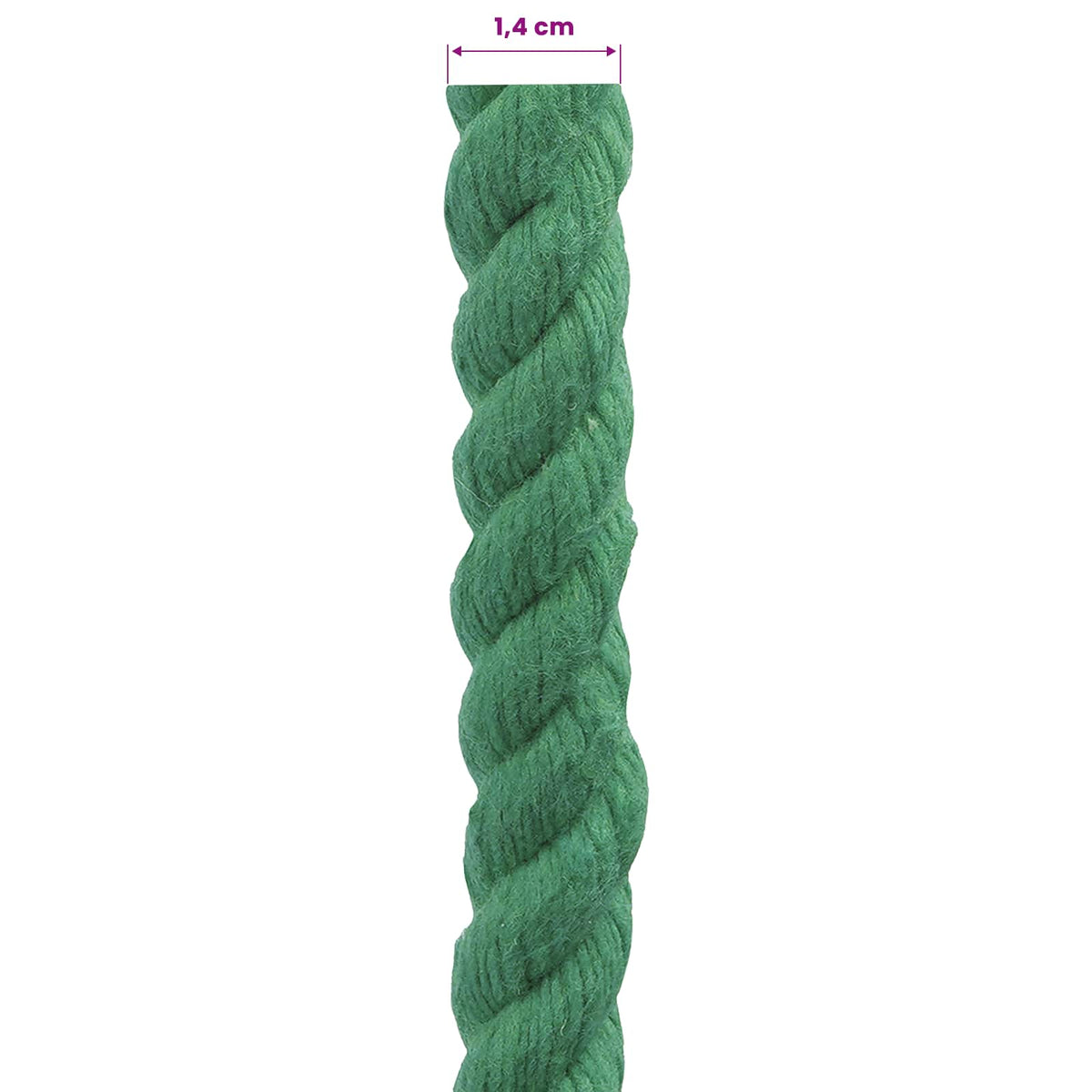 vidaXL Lina Bawełniana 14 mm 250 m zielony 100% bawełna