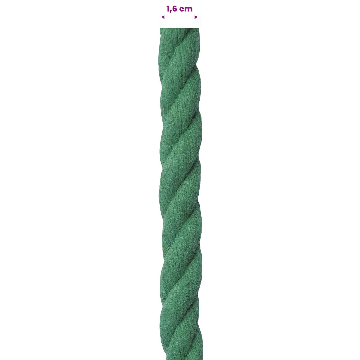 vidaXL Lina Bawełniana 16 mm 50 m zielony 100% bawełna