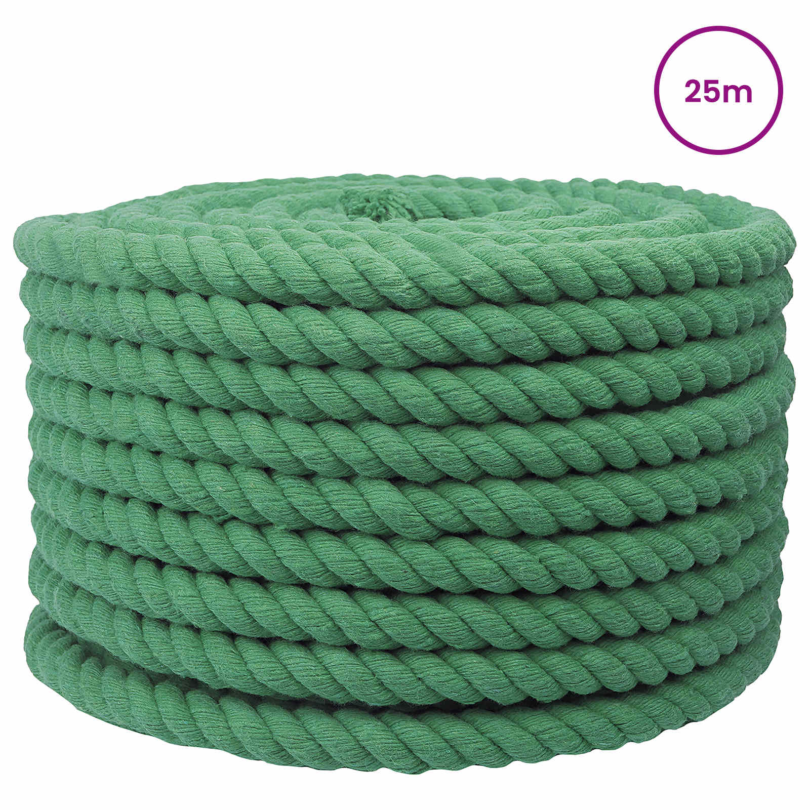 vidaXL Lina Bawełniana 20 mm 25 m zielony 100% bawełna