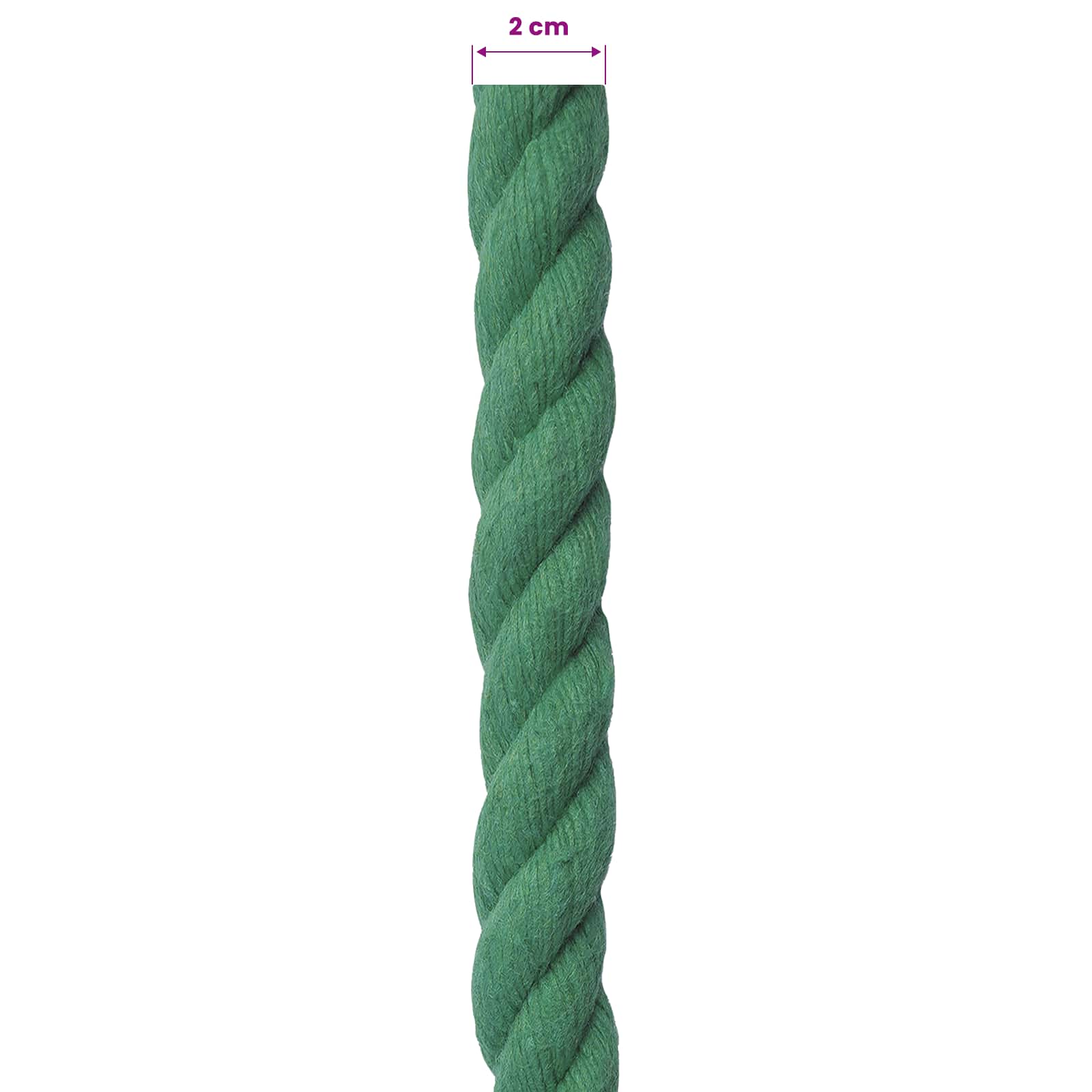 vidaXL Lina Bawełniana 20 mm 50 m zielony 100% bawełna