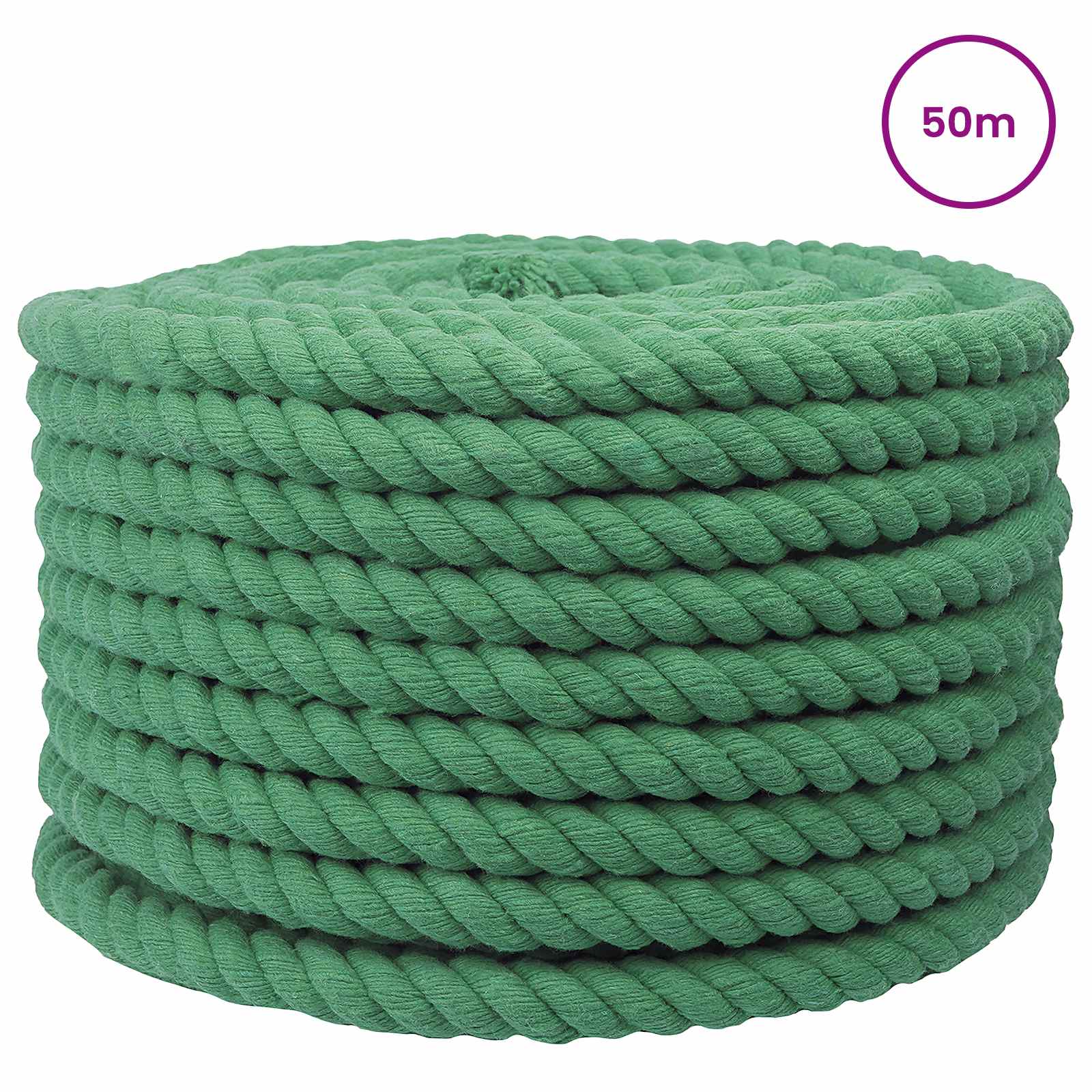 vidaXL Lina Bawełniana 24 mm 50 m zielony 100% bawełna