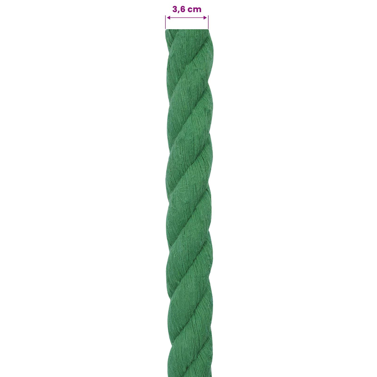 vidaXL Lina Bawełniana 36 mm 10 m zielony 100% bawełna