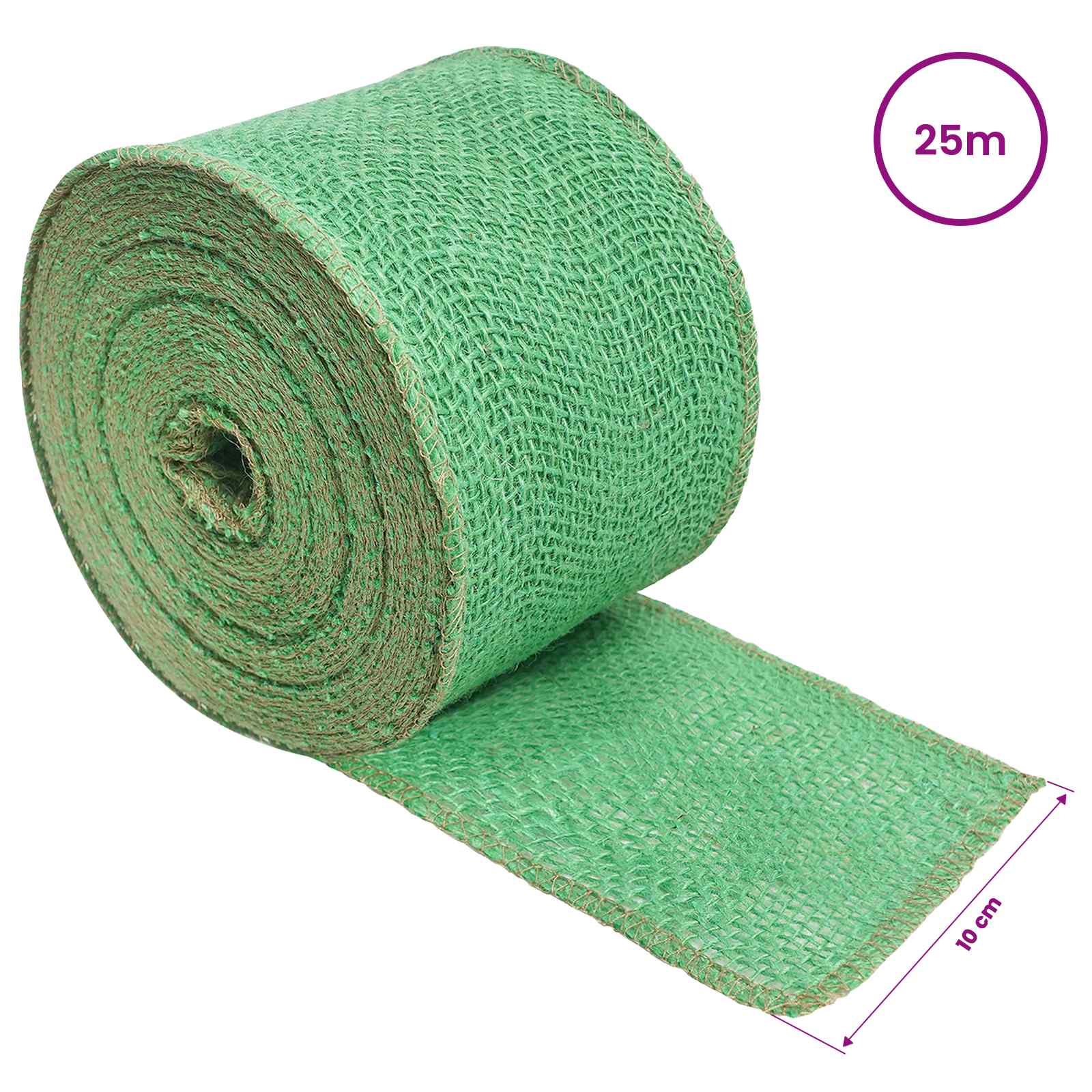 vidaXL Rolka Jutowa Zielony 10 x 2500 cm