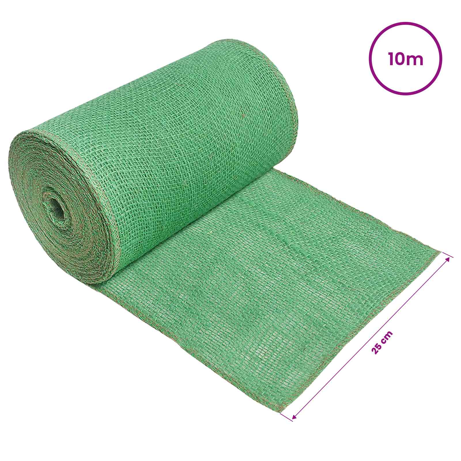 vidaXL Rolka Jutowa Zielony 25 x 1000 cm