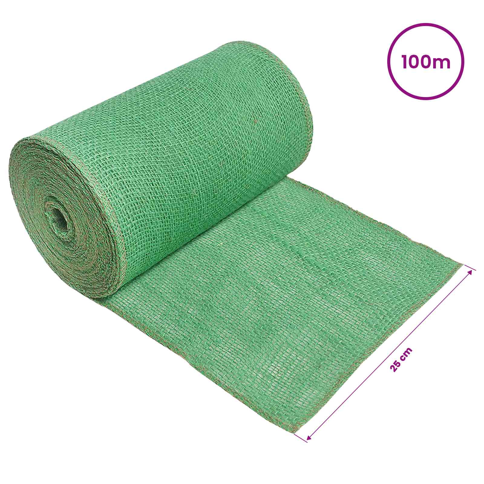 vidaXL Rolka Jutowa Zielony 25 x 10000 cm