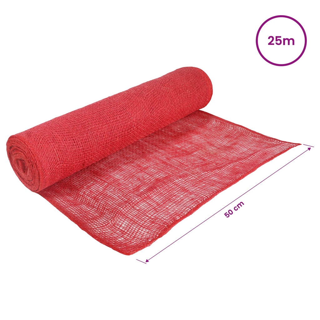 vidaXL Rolka Jutowa Czerwony 50 x 2500 cm