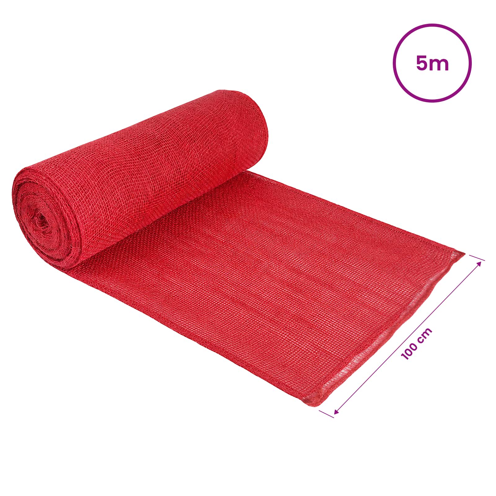 vidaXL Rolka Jutowa Czerwony 100 x 500 cm