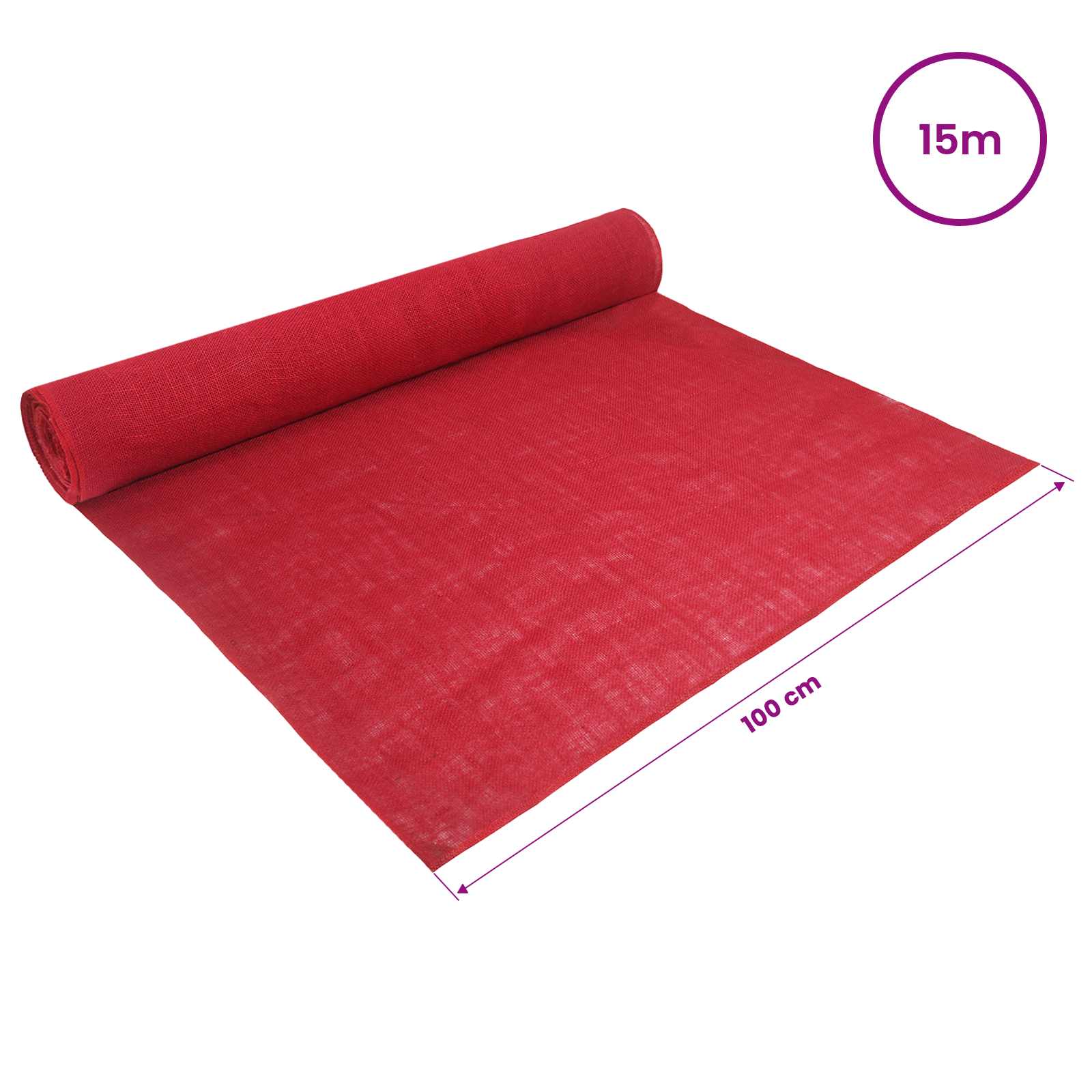 vidaXL Rolka Jutowa 100 x 1500 cm czerwony