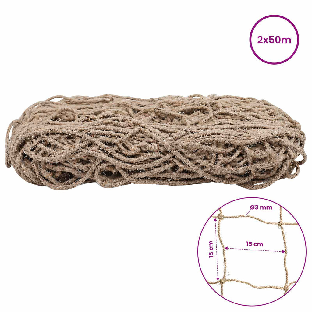 vidaXL Siatka wsparcia roślin z juty naturalny 2 x 50 m