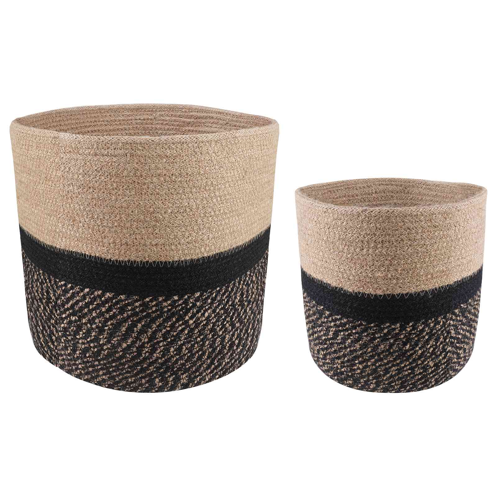 vidaXL Zestaw doniczek 2 pcs Naturalny i czarny Ø 28 x 28 cm