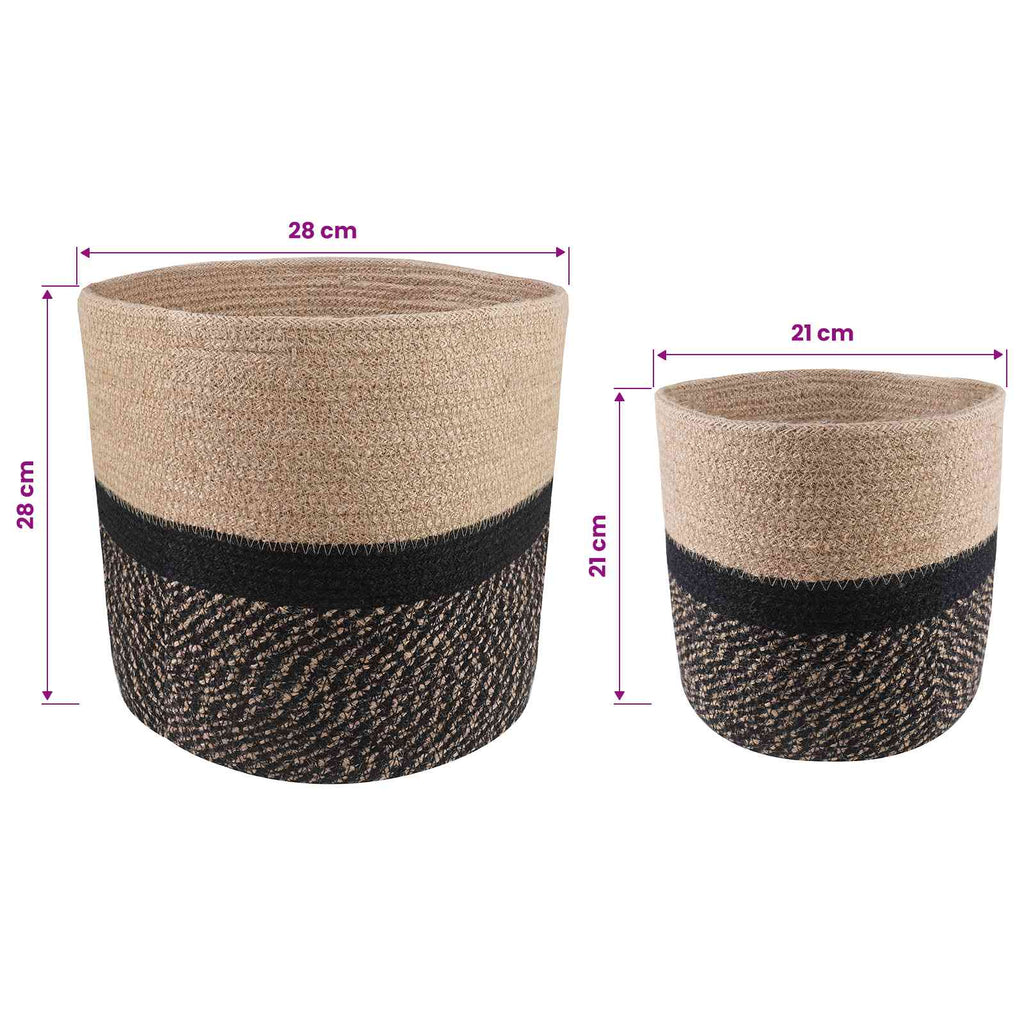 vidaXL Zestaw doniczek 2 pcs Naturalny i czarny Ø 28 x 28 cm