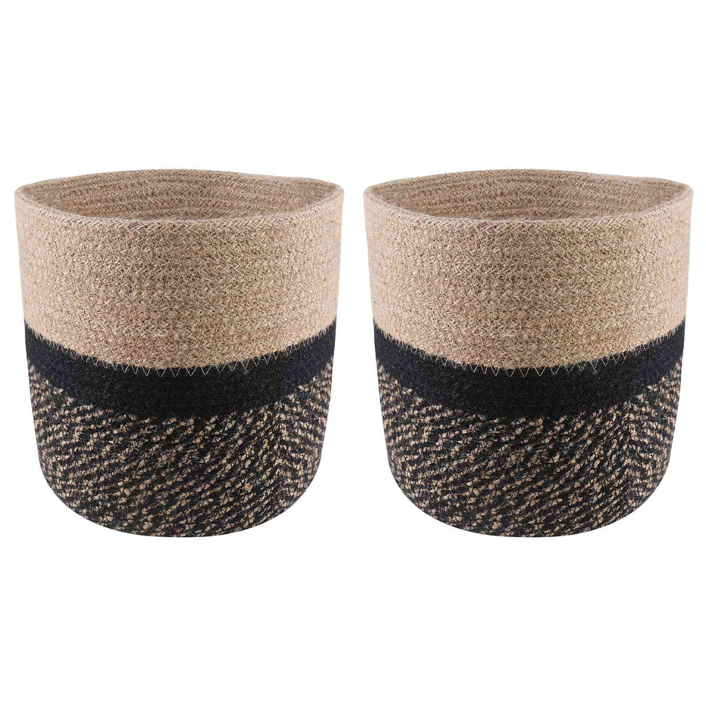 vidaXL Zestaw doniczek 2 pcs Naturalny i czarny Ø 21 x 21 cm