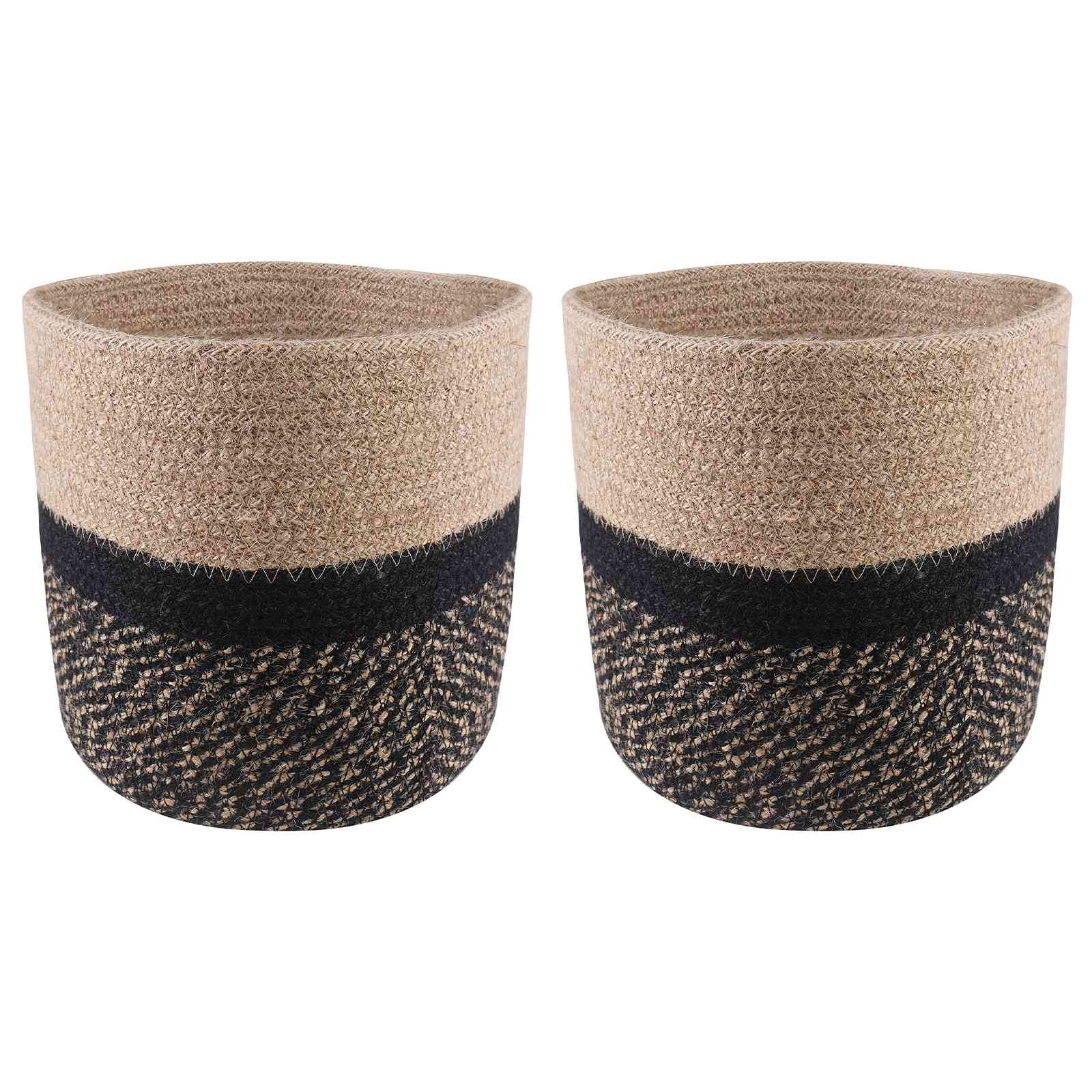 vidaXL Zestaw doniczek 2 pcs Naturalny i czarny Ø 21 x 21 cm