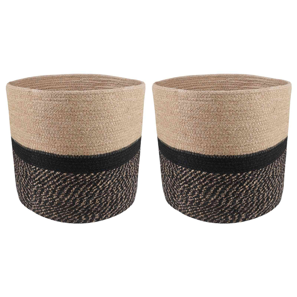 vidaXL Zestaw doniczek 2 pcs Naturalny i czarny Ø 28 x 28 cm