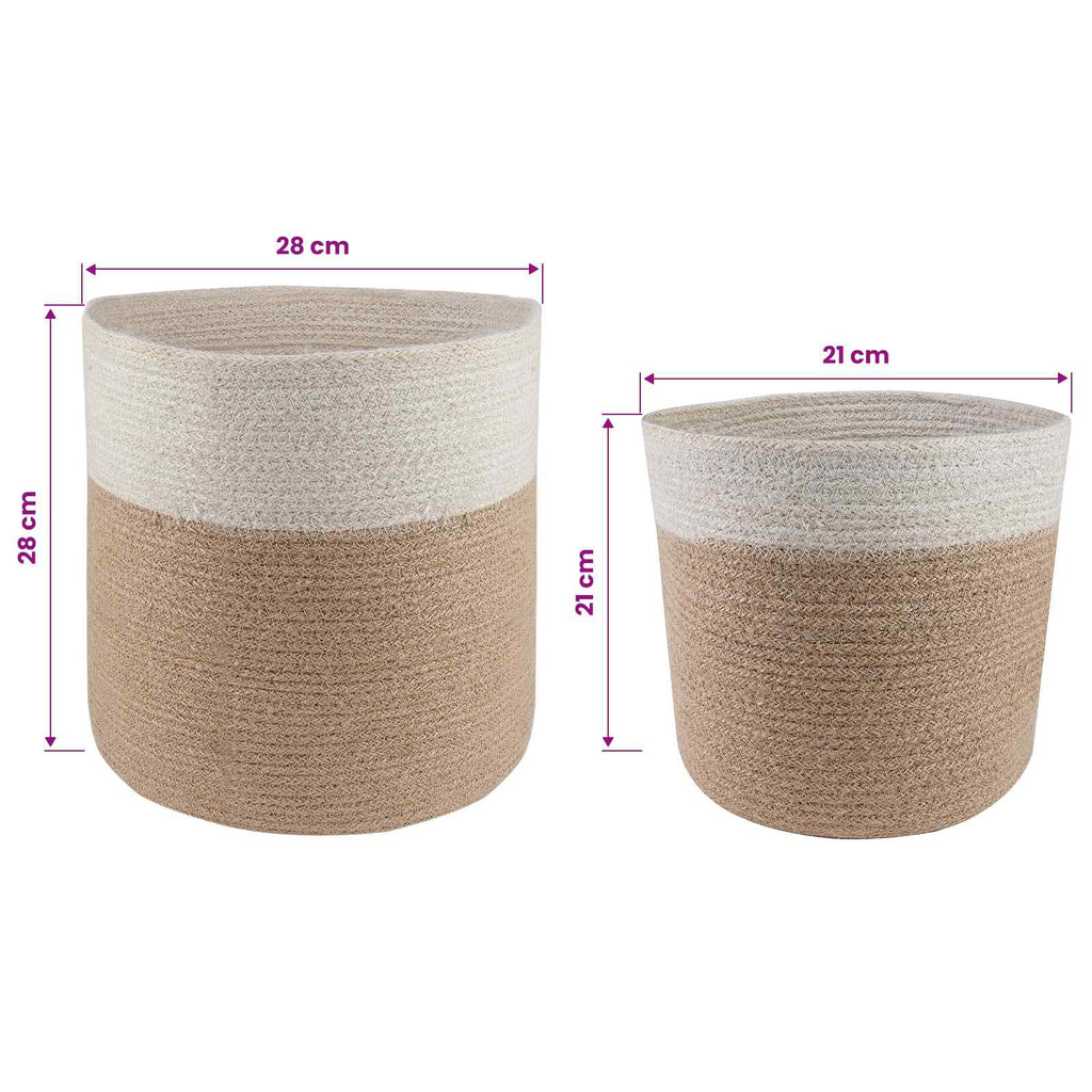vidaXL Zestaw doniczek 2 pcs Naturalne i białe Ø 28 x 28 cm