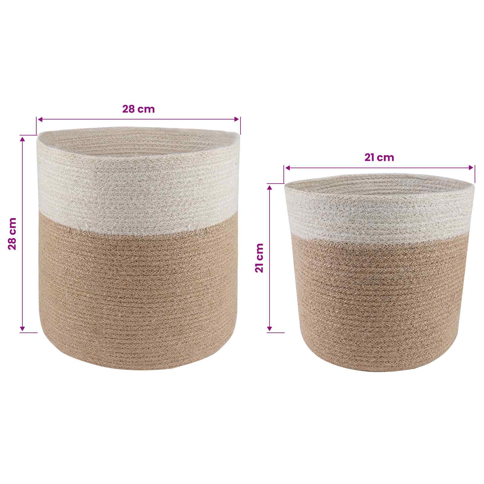 vidaXL Zestaw doniczek 2 pcs Naturalne i białe Ø 28 x 28 cm