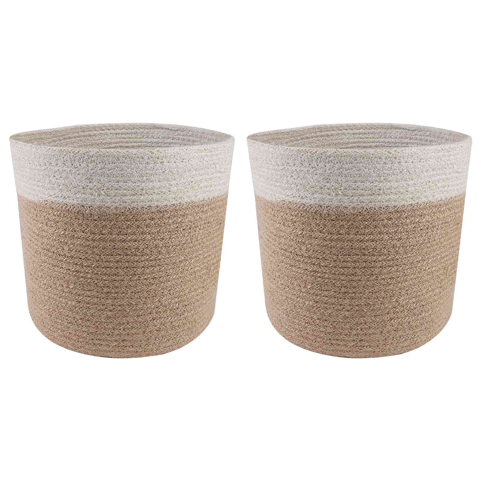 vidaXL Zestaw doniczek 2 pcs Naturalne i białe Ø 21 x 21 cm