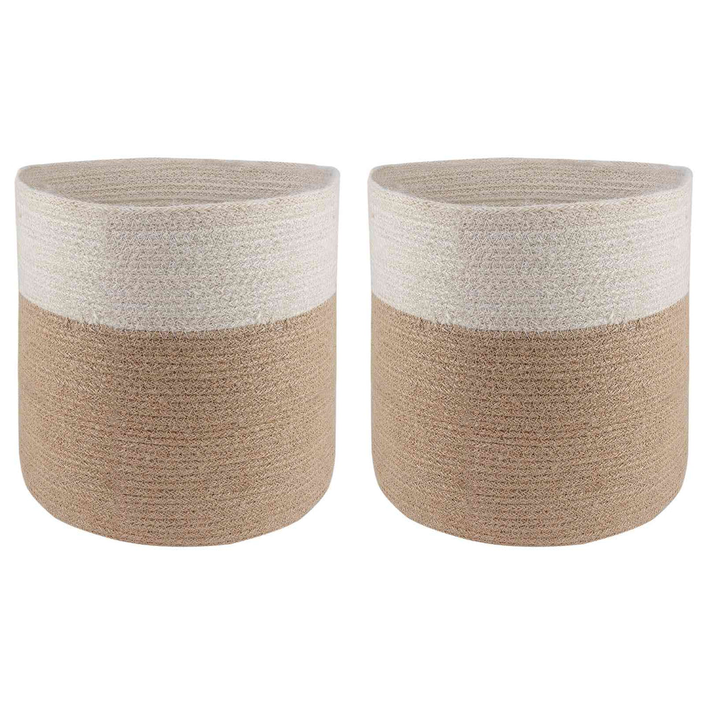 vidaXL Zestaw doniczek 2 pcs Naturalne i białe Ø 28 x 28 cm